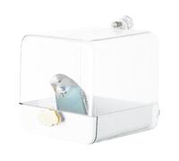 Générique Bird Bath Cage | Pet Parrot Bath Box with Hook & Bottom Drawer | Easy Clean Pet B́ATH Accessory for Most Bird Cages, White & Yellow Small Animal Bathing Station | Indoor Outdoor B́ird Care