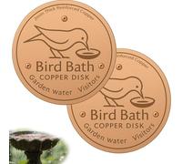 Générique Bird Bath Copper Disk, Bird Bath Cleaner Disk Reduce Cleaning Frequency & Keep Water Clean, Physical Clean Water, for Patio Fountain Garden Bowl Lawn All-Season (2pcs)