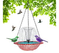 Générique Bird Bath with Fountain, Solar Bath Fountains Pump, 9.25x18.11 inches Hangable Birds Feeder, Decorative Garden Feature, Outdoor Yard Décor for Children, Nature, Deck and Backyard