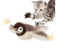 Générique Bird Cat Toy Flapping, Plush Simulation Sparrow Toy, 9.06x7.09in Vivid Chirping Kittens Teaser, Electric Bird Cats Game, USB Rechargeable Interactive Kitten Toys for Exercise