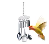 Générique Bird Chew Toy, Parrot Spoon Ring, 12.99x4.13in Stainless Steel Scoops, Portable Gnawing Design, Noise-Making Hanging Toys for Conures, Cockatoos, Budgies, Lovebird, Finches