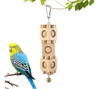 Générique Bird Chew Toys - Wood Block Bird Chew Toys | Small Birds Toyss with Bell | Hangable Wood Block Grinding Game Bell Beak for Cockatiel Indoor Conure Cage Home Pet