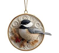 Générique Bird Christmas Ornaments - 2D Colorful Acrylic Round Tree Decor, Double-Sided Stained Glass Style BRD Pendant, Hanging Window Suncatcher & Car Mirror Charm | Gift for Bird Lovers