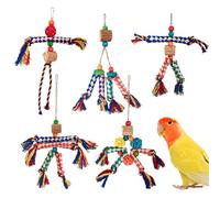 Générique Bird Foraging Toys, Parrot Cage Chew Toys, 9.45x6.3 inches Colorful Cotton Rope Playset, Shredding Chewy Activity for Boredom Relief, Parakeets, Multicolor