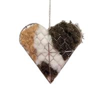 Générique Bird Nest - 7.87in Nesting Holder | Bird Nesting Material Holder Heart for Wild Birds, Silver Metal Hangable Feeder Ornament for Garden Patio Backyard, 1-Pack Heart Shape Cage with Cotton