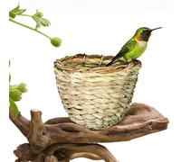 Générique Bird Nesting Box - Natural Fiber Hut, Tropical Parakeet Breeding Den with Hanging Hook, Breathable Woven Grass Hatching Shelter, Ideal for Outdoor Garden Finch Canary Cockatiel