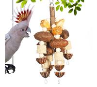 Générique Bird Parakeets Toys, Chewable Cage Wooden Toys, Interactive Nut String Accessories, Sturdy Parrot Games for Parakeet, Cockatiel, Lovebird, Macaw, Cockatoo, Applewood