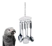 Générique Bird Parrot Toy Spoon - Bird Parrot Spoon Ring Chew Toy, Bird Stainless Steel Bell Toys | Bird Parrots Gnawing Scoops Toys for Conures, Finches, Cockatoos, Budgie, Lovebirds