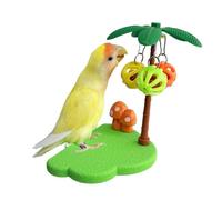 Générique Bird Perch for Parrots - 14.6×12.9×9.2cm Pet Enrichment Cage Toy with Chew Bells Ball, Resting Parrot Perch for Cockatiels Parakeets Lovebirds Conures Small Medium Large Birds