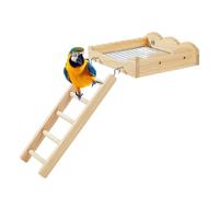 Générique Bird Perch - Wooden Play Gym Cage Toy With Climbing Ladder, Elevated Parrot Perch Stand With Stainless Mesh Base, Spill Proof Feeding Rest For Parakeets Cockatiels