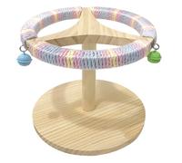 Générique Bird Perches for Cage - Wood 21x19cm | Wooden Parrot Perch Interactive Toy with Rotating Enrichment Wheel | Parakeet Lovebird Cage Accessory for Fun Exercise and Bird Play