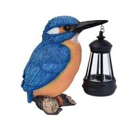 Générique Bird Statues for Outside | Resin Blue Kingfisher Sculpture with Solar Lantern,Outdoor Bird Figurine Light | for Patio, Lawn, Pathway, Landscape, Women, Mom, Grandma