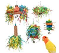 Générique Bird Toys, Colorful Paper Bird Toy, Treat Dispensing Plaything, 8.66x7.87x2.36 inches Indestructible Material, Parrot Chew Supply for Macaw, Conure, Cockatoo, Window