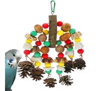 Générique Bird Toys for Parrots - Multicolored Natural Wooden Shredding Cage Toy, Nuts Pendant Accessories | Chew Toys for Parakeet, Conure, Macaw, Cockatiel, African Grey Macaws African Greys
