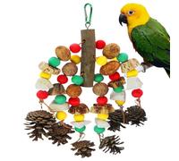Générique Bird Toys Parrots, Parrot Chewing Toy, with Natural Wooden Blocks, Parakeet Accessories, Nut Bite Pendant for African Greys, Lovebirds, Cockatoos, Conures,Multicolored