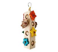Générique Bird Toys - Wooden Parrot Chew Toys for Macaws Lovebirds Conures | Natural Timber with Hanging Rope Beads and Bells, Enrichment Play Activity for Climbing Pecking Training Entertainment