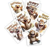 Générique Birthday Cards | Animal Theme | Paper | Greeting Keepsake Set | 6 Pieces Card Pack | With Envelope | For Mom Dad Daughter Son Sister