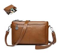 Générique Blaciokamith, Blaciokamith Large Capacity Phone Bag Crossbody Bag, Womens Multi Pockets Soft Leather Bag (Brown)