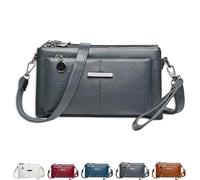 Générique Blaciokamith Large Capacity Mobile Phone Bag Crossbody Bag, Blaciokamith Retro Multi-pocket Soft Leather Bag, Versatile (Gray)