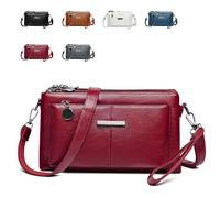 Générique Blaciokamith large capacity mobile phone bag crossbody bag, Blaciokamith retro multi-pocket soft leather bag,for women travel (red)