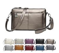 Générique Blaciokamith Large Capacity Phone Bag Crossbody Bag, Blaciokamith Vintage Multi Pockets Soft Leather Bag,Womens Crossbody Bag (Bronze)