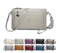 Générique Blaciokamith Large Capacity Phone Bag Crossbody Bag, Blaciokamith Vintage Multi Pockets Soft Leather Bag,Womens Crossbody Bag (Off-white)