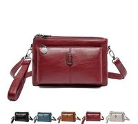 Générique Blaciokamith Large Capacity Phone Bag Crossbody Bag, Blaciokamith Vintage Multi Pockets Soft Leather Bag,Womens Crossbody Bag (Red)