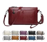 Générique Blaciokamith Large Capacity Phone Bag Crossbody Bag, Blaciokamith Vintage Multi Pockets Soft Leather Bag,Womens Crossbody Bag (Red)