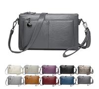 Générique Blaciokamith Large Capacity Phone Bag Crossbody Bag, Blaciokamith Vintage Multi Pockets Soft Leather Bag,Womens Crossbody Bag (Dark Gray)