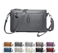 Générique Blaciokamith Large Capacity Phone Bag Crossbody Bag, Blaciokamith Vintage Multi Pockets Soft Leather Bags for Travel (dark grey)
