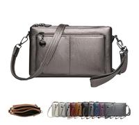 Générique Blaciokamith Large Capacity Phone Bag Crossbody Bag, Vintage Leather Purse Multi-Pocket Organizer Wallet (Bronze)