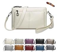 Générique Blaciokamith Large Capacity Phone Bag Crossbody Bags, Blaciokamith Vintage Multi Pockets Soft Leather Bag, Crossbody Bags (White)