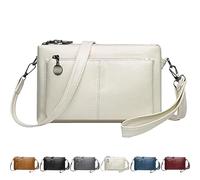 Générique Blaciokamith Large Capacity Phone Bag Crossbody Bags, Blaciokamith Vintage Multi Pockets Soft Leather Bag for Women (White)