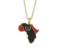 Générique Black American Heritage Flag Necklace African America Map Flag Pendant Necklaces Black American Jewelry America Jewelry (Style A)