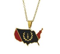 Générique Black American Heritage Flag Necklace African America Map Flag Pendant Necklaces Black American Jewelry America Jewelry (Style G)