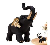 Générique Black and Gold Elephant Statue - Resin Animal Sculpture, Decorative Figurine, Chinese Style Ornament, Elegant Craft, Home Decor Accent for Living Room and Office Desk, 15x7x14cm