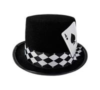 Générique Black And White Playing Card Cowboy Hat - Walnut Stage Performance Magician Hats | Pattern Costume Top Hat For Adults,Entertainer Amateur Hobbyist Party Planners Cosplayer Halloween Night