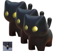 Générique Black Cat Night Light Keychain, Funny Press Balls LED Glowing Black Cat Pendant Flashlight for Kitten Lovers Halloween (3pcs)