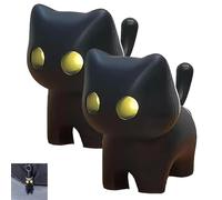 Générique Black Cat Night Light Keychain, Funny Press Balls LED Glowing Black Cat Pendant Flashlight for Kitten Lovers Halloween (2pcs)