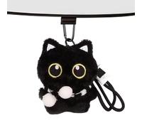 Générique Black Cat Plush Keychain - Cute Bag Accessory for | Soft Velvet with Silver Keyring, Kawaii Kitten Charm, Backpack Hanging Ornaments for Kids, Adults, Travel and Commuting
