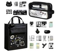 Générique Black Cat School Stationery Kit with Large Storage Organizer