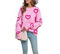 Générique Black Friday 2024 Loisirs Cadeau Noel Courte Valentine's Day Femme Hiver Manches Longues Le Vélo Pull De Saint-Valentin Pour Femme Pull Chaud Cœur Mignon Pas Cher 01 Rose XL