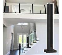 Générique Black Glass Balustrade Post 43.3" for Indoor & Outdoor, Durable Glass Fence Railing Support Bar, Stylish Garden Villa Verandah Guardrail with Fittings