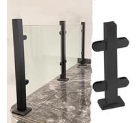 Générique Black Glass Balustrade Railing Post Clamp, 304 Stainless Steel Support for Interior & Exterior Stairs, Yard & Pool Glass Panel Guardrail - H-100cm/39.4"