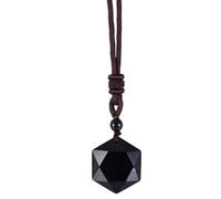 Générique Black Obsidian Pendant Necklace - Natural Stone | Translucent Ice Obsidian Pendant For Men And Women Everyday Jewelry