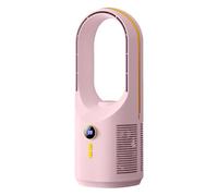 Générique Bladeless Desk Fan, Quiet 5 Speed Circulator, Night Light Air Blower, 1800mAh Rechargeable Breeze Maker for Bedroom, Camping, RV, Car, Travel, Dorm and Workplace