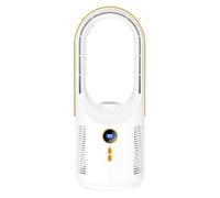 Générique Bladeless Desk Fan - Small Bladeless Fan | USB Rechargeable 5 Speed Silent Mini Tower Fans, Portable Night Light Air Cooler, Perfect for Home Office Bedroom Travel Camping, 12.5x12.5x32cm