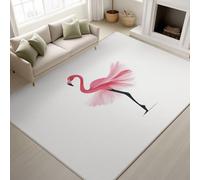 Générique Blanc 120 x 180 cm Doux Tapiss Minimaliste Imprimé Tapis Flamant Plumes Danse Ballet Lavable Moderne Artistique Tapis de Antidérapant pour Salon Chambre