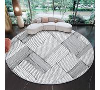 Générique Blanc 150 cm Rond Tapis Rond Moderne Minimalisme Géométrie Lignes, Tapis de Sol Décoratif et Antidérapant - Idéal pour sous Table Ronde, Chambre Bureau
