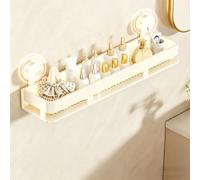 Générique Blanc Crème Organisateur Mural à Ventouse, Étagère Douche sans Perçage, ABS+Carbone+Aluminium, Plateau de Drainage, Charge 5kg(Cream,60cm)